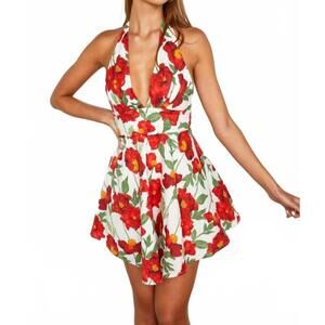 NEW ONE AND ONLY COLLECTIVE floral mini dress in red, green, yellow, white